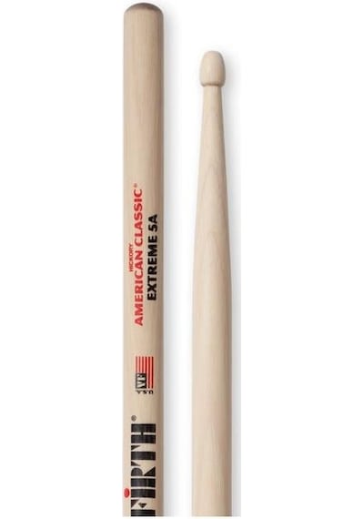 Vic Firth X5a American Classic Extreme 5a Baget Profesyonel Standart 5a'dan Daha Uzun Extreme Tasarım, Daha Fazla Erişim Reach Ve Vuruş Gücü, Amerikan Hickory Ağacı