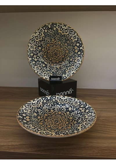 2'li Çukur Servis Tabağı / Pasta-makarna Tabağı Derin Sunum Tabağı Çukur Yemek Tabağı Makarna Ve Sal Çok renkli
