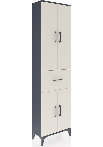 Arges Dolap 2 Raflı Tek Çekmeceli Tek Askılı 60x30x221 Antras... Antrasit