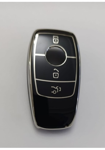 Mercedes Benz 4 Buton 2017-2020 Arası Fbs4 Tip Smart Nano Anahtar Kılıfı Siyah Gümüş Renk