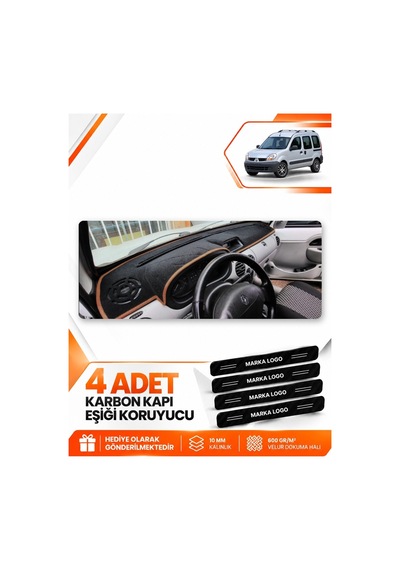 Renault Kangoo 2 Airbagli 2004-2008 Uyumlu Torpido Koruma Kılıfı Örtüsü - Siyah Kahverengi