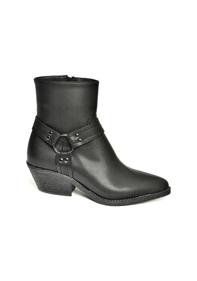 Fox Shoes T404400609 Siyah Kalın Topuklu Kadın Bot Siyah-Suni Deri Siyah