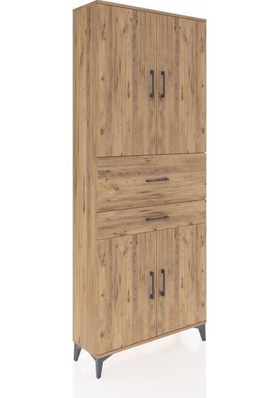 Arges Dolap 4 Raflı 2 Çekmeceli 4 Kapaklı 88x30x221 Çam-çam Çam