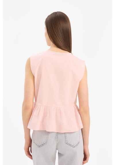 DeFacto Fitted V Yaka Önden Bağlamalı Poplin Kolsuz Bluz E6529AX25SMPN343