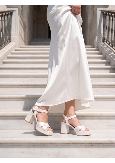 Nesil Shoes Carel 99 Sedef Çapraz Platform Kadın Sandalet