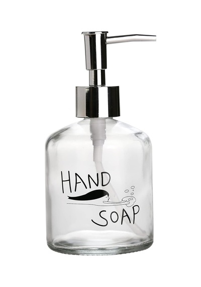 Cam Sıvı Sabunluk,gül Desen 300ml 7,6x15,5cm Şeffaf