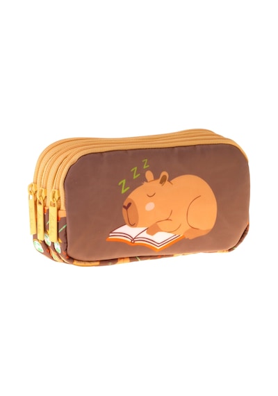 Kaukko Kids Clever Baskılı Kahverengi Erkek Çocuk Okul Kalemliği Kalem Çantası - L5386