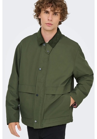 Only & Sons Kosmo Kadife Yaka Erkek Yeşil Ceket - 22034856-on Yeşil