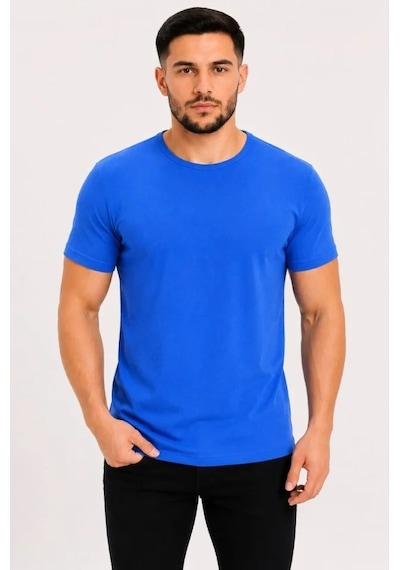 Defymoda Erkek Basic Tişört Bisiklet Yaka Kısa Kol Günlük Yazlık Slim Fit T-shirt - Saks Mavisi Defymoda Erkek Basic Tişört Bisiklet Yaka Kısa Kol Günlük Yazlık Slim Fit T-shirt - Saks Mavisi
