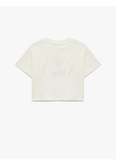Koton Kiraz Nakış Detaylı Ekru Kız Çocuk T-shirt 6skg10029ak Ekru
