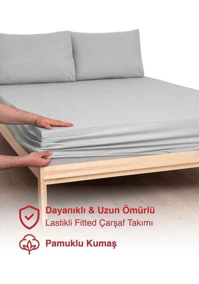 Gri Penye Lastikli Çarşaf Pamuklu Kumaş Tek/çift Kişilik