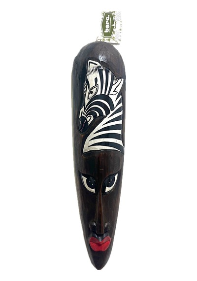 Ahşap Otantik Mask Zebra 50cm Duvar Süsü Dekoratif Maske