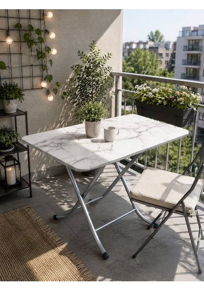 Mermer Desenli Katlanır Masa Pratik Portatif Mutfak Masası Balkon Bahçe Masası Beyaz Mermer Mermer Desenli Katlanır Masa Pratik Portatif Mutfak Masası Balkon Bahçe Masası Beyaz Mermer