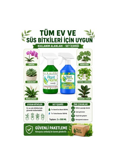 Bitki Besini Seti Genel Sıvı Besin Ve Turbo Booster 2 X 500 Ml 1 L