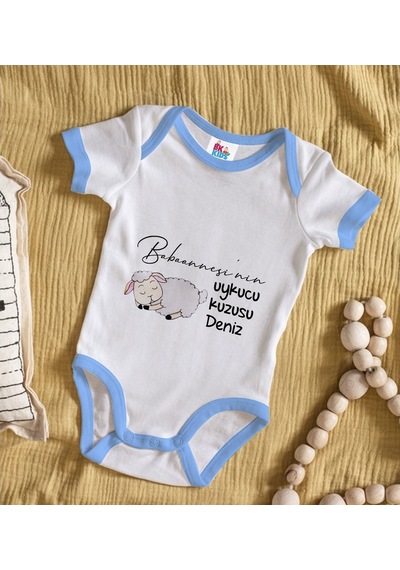 Bitmeyenkartus Bk Kids Kişiye Özel Mavi Bebek Body Zıbın - Model 90 Çok Renkli