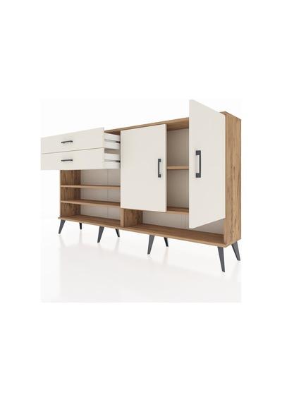 Arges Konsol 4 Raflı 2 Çekmeceli 2 Kapaklı 176x30x99 Çam-aytaşı Çam-aytaşı
