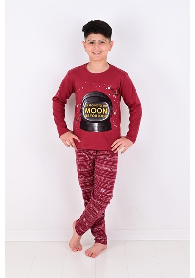 Vitmo Erkek Çocuk Pijama Takımı Moon Uzun Kollu Pamuklu 1008