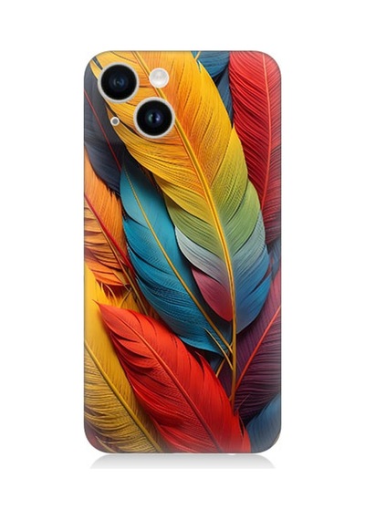 Apple Uyumlu iPhone 13 Silikon Kılıf Pastel Renkli Tüyler
