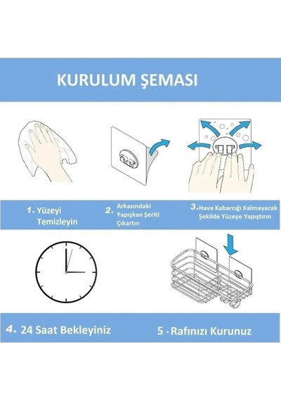 20li Güçlü Kendinden Yapışkanlı Kancalar Köşe Rafı Banyo Rafı Duş Rafı Kancası, Su Geçirmez Askı Met Diğer