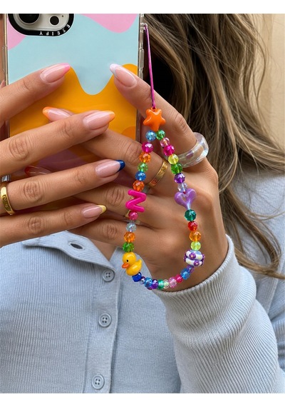 Name Pop N Telefon Askısı, Boncuklu Telefon Charmı Ve Çanta Aksesuarı