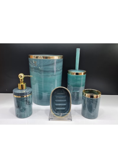 Akrilik Yuvarlak Banyo Seti Yeşil Mermer Gold Kromaj 5'Li Yeşil Akrilik Yuvarlak Banyo Seti Yeşil Mermer Gold Kromaj 5'Li Yeşil