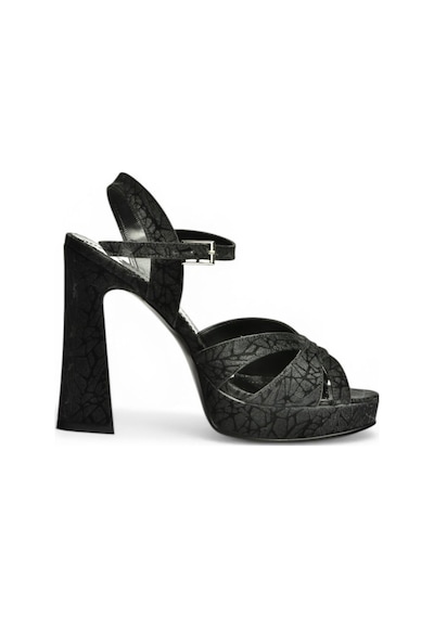 Fox Shoes Y246170214 Siyah Sim Kalın Platform Topuklu Abiye Ayakkabı