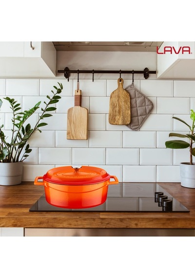 Cookware Trendy Dökme Demir Emaye Güveç Tenceresi/kızartma Tavası, Oval, 25 Cm, 3,19 L, Turuncu Diğer