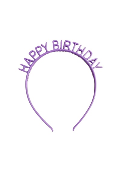 Lila Happy Birthday Yazılı Kız Çocuk Taç Lila