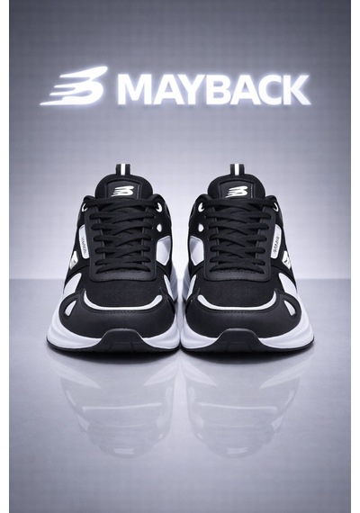 Mayback Erkek Günlük Ortopedik Sneaker Spor Ayakkabı Siyah Beyaz