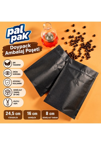 Valfli Doypack Ambalaj Poşeti 16x24,5+8 Cm 100 Adet Şeffaf