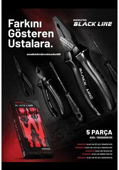 İzeltaş Black Line Pense Seti Carbon Çelik Yankeski Kargaburun Tornavida 5pcs Diğer