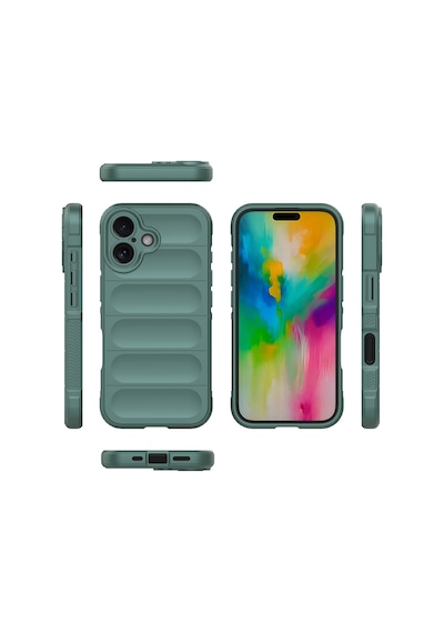 Apple iPhone Uyumlu 16 Kılıf Kamera Korumalı Esnek Silikon Parmak Şeritli Pazarplus Siyah