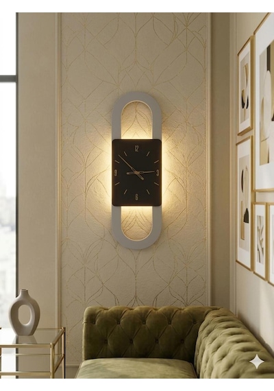 Berlin Ahşap Salon Duvar Saati Pilli Ledli Quartz Ultra Sessiz Mekanizma 28 Cm X 85 Cm Siyah
