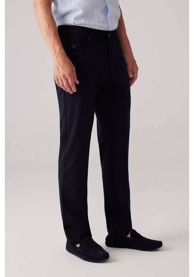 Erkek Lacivert Ultra Esnek Rayon Karışımlı Kanvas Pantolon