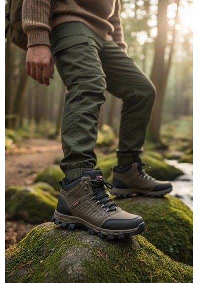 Enoch Erkek Siyah Waterproof Kürklü Outdoor Trekking Ve Kışlık Bot Kum