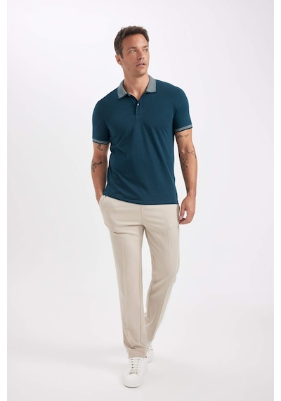 Defacto Slim Fit Dar Kesim Polo Yaka Kısa Kollu Pamuklu Tişört D0033AXNS Yeşil