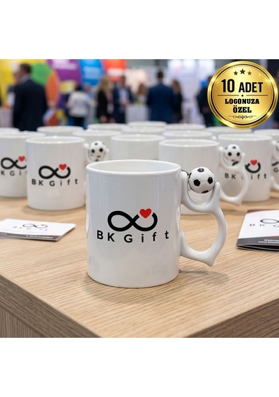 Logonuza Özel 10 Adet Futbol Temalı Beyaz Kupa Kurumsal Baskılı Kupa Bardak