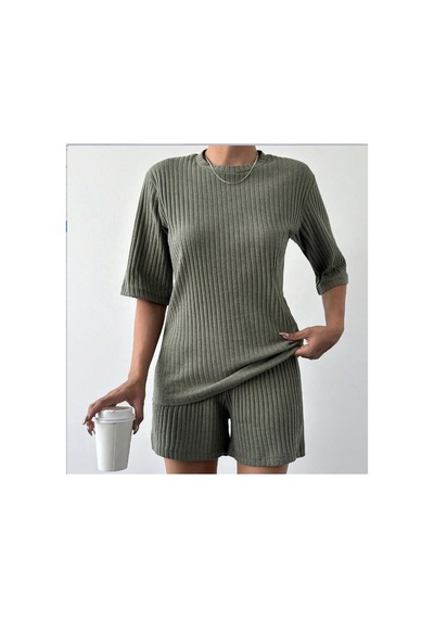 Butik İstanbul Kadın Kısa Kollu Bisiklet Yaka Kaşkorse Bluz Şort Ikili Takım Haki Butik İstanbul Kadın Kısa Kollu Bisiklet Yaka Kaşkorse Bluz Şort Ikili Takım Haki