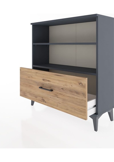 Arges Şifonyer 2 Raflı Tek Çekmeceli 88x30x96 Antrasit-çam Antrasit