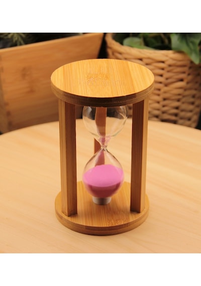 Ahşap Bambu Kum Saati 10 Dakika Pembe
