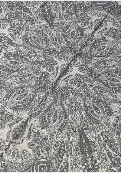 Mim Eşarp Mısırlı Eşarpları Büyük Boy Etnik Desenli Eşarp 120x120 Cm Gri