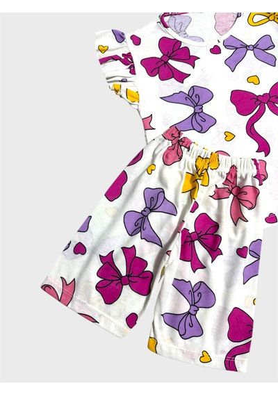 Aliş Kids Kız Çocuk Pamuklu Beyaz Kurdele Desenli Kolları Fırfırlı Şortlu Yazlık Pijama Takımı Aliş Kids Kız Çocuk Pamuklu Beyaz Kurdele Desenli Kolları Fırfırlı Şortlu Yazlık Pijama Takımı