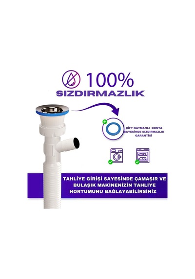 Güçlü Plastik Çamaşır Makinesi Girişli Körüklü Lavabo Sifonu Diğer