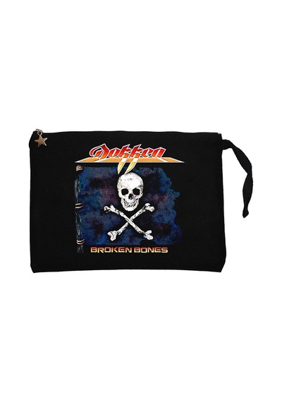 Dokken Broken Bones Siyah Clutch Astarlı Cüzdan / El Çantası Siyah