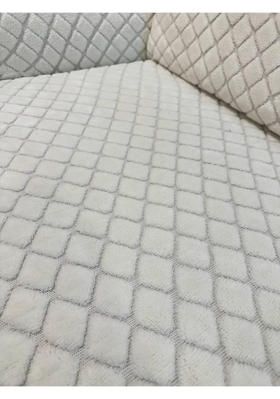 Peluş Lastikli Koltuk Örtüsü 3 Kişilik Yıkanabilir Esnek Koltuk Kılıfı Krem 180 X 230 Diğer