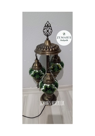 El Yapımı Otantik Mozaik Minik Lambader 3 Lü Yeşil - 719096800 Diğer