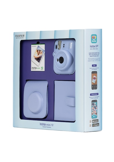 Instax Mini 13 Mavi Fotoğraf Makinesi 10'lu Film Kare Albüm Ve Deri Kılıf Bundle Box