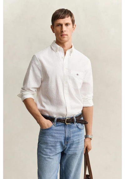 Gant Erkek Beyaz Regular Fit Logolu Gömlek-14838