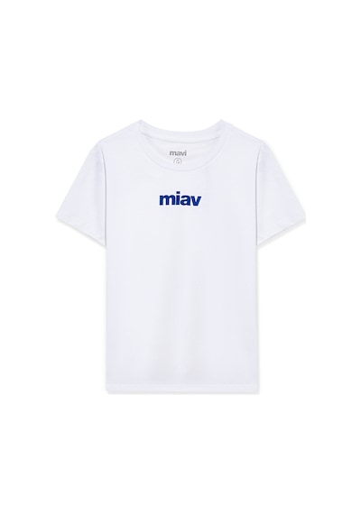 Mavi - Miav Baskılı Beyaz Tişört 66332620 Beyaz (510074593) Beyaz