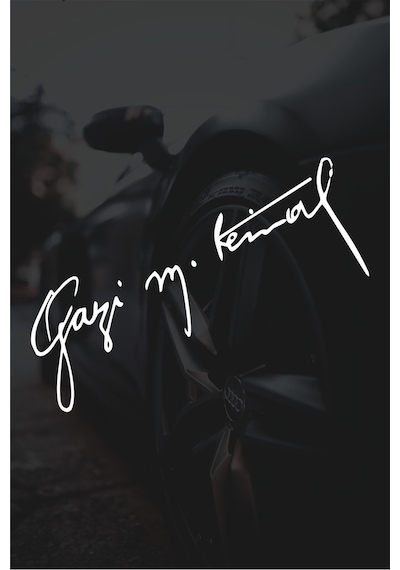 Beyaz 20 Cm Gazi M.kemal Atatürk Imza Sticker Oto, Araba Sticker